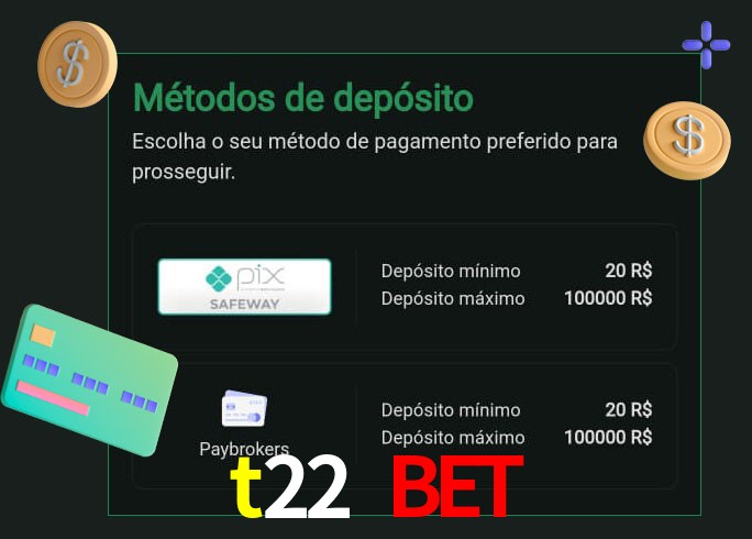 O cassino t22 bet oferece uma grande variedade de métodos de pagamento